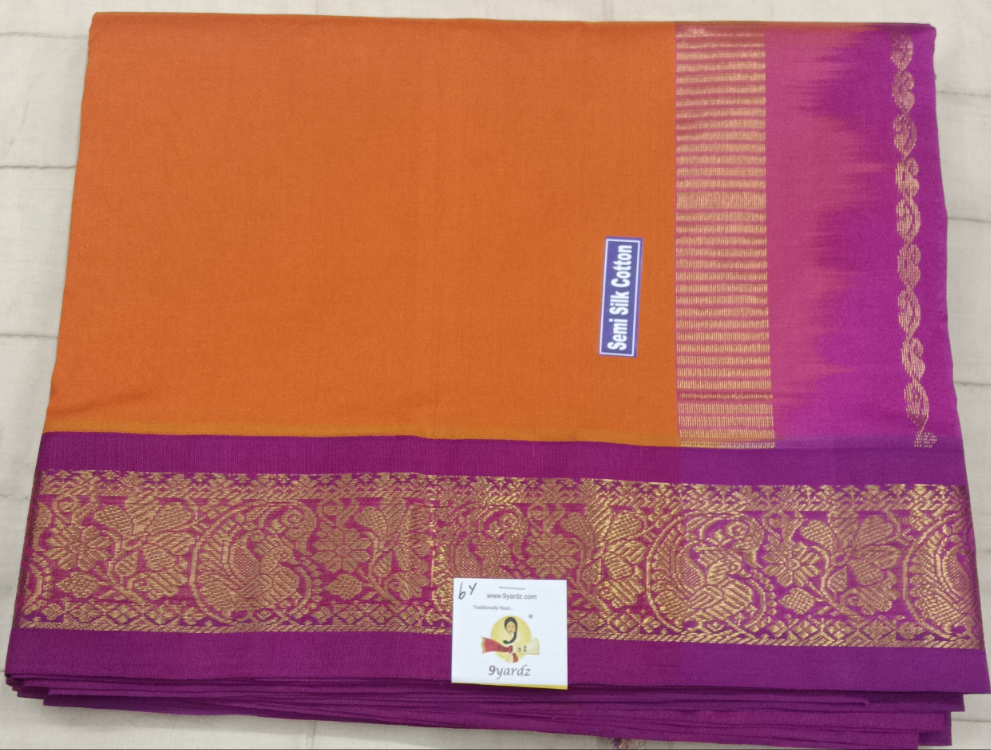 Semi silk Plain Korvai 6Yards