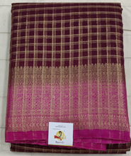 Load image into Gallery viewer, Mysore crepe silk checked (synthetic)