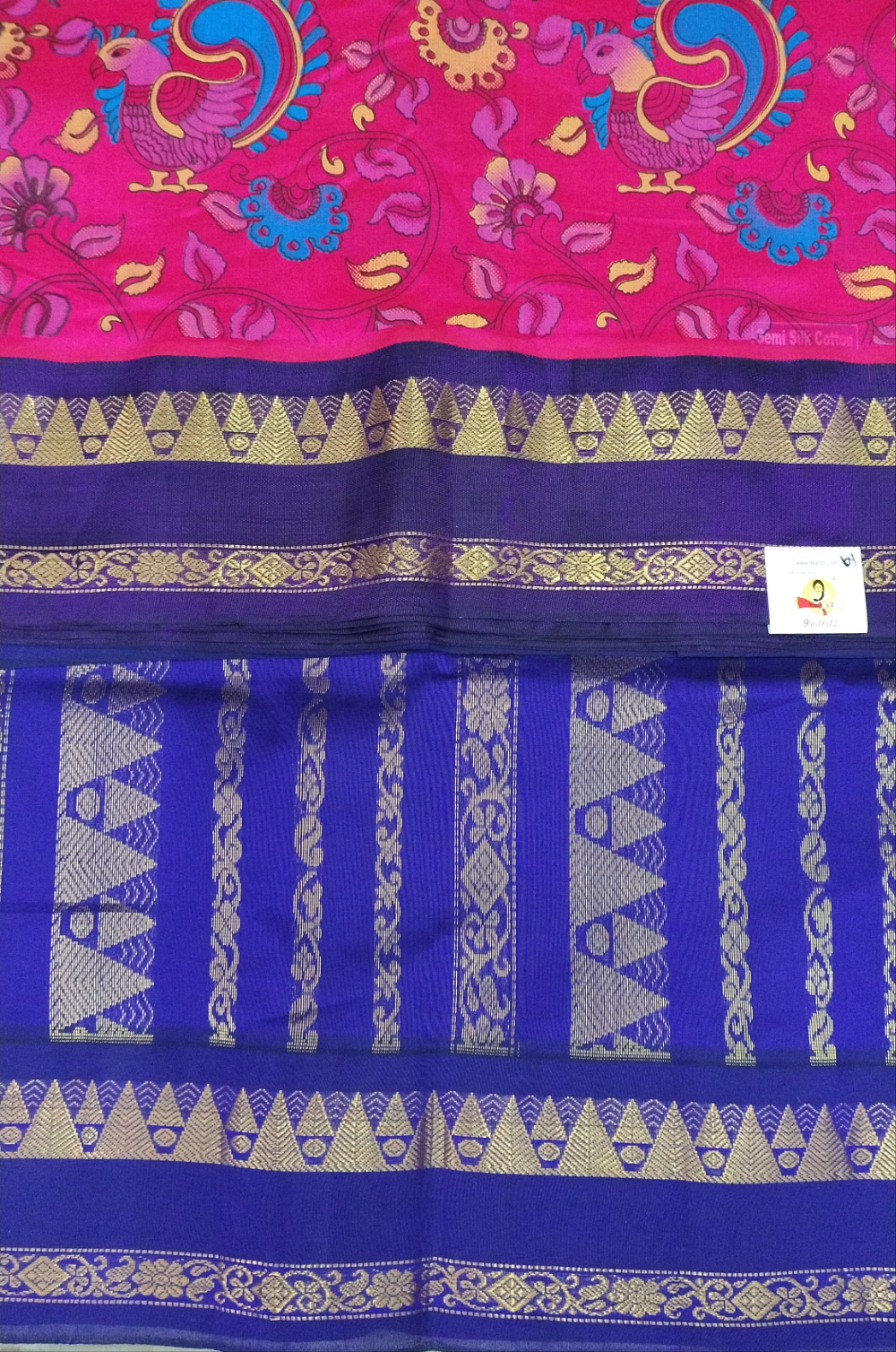 Semi silk Printed Korvai 6Yards