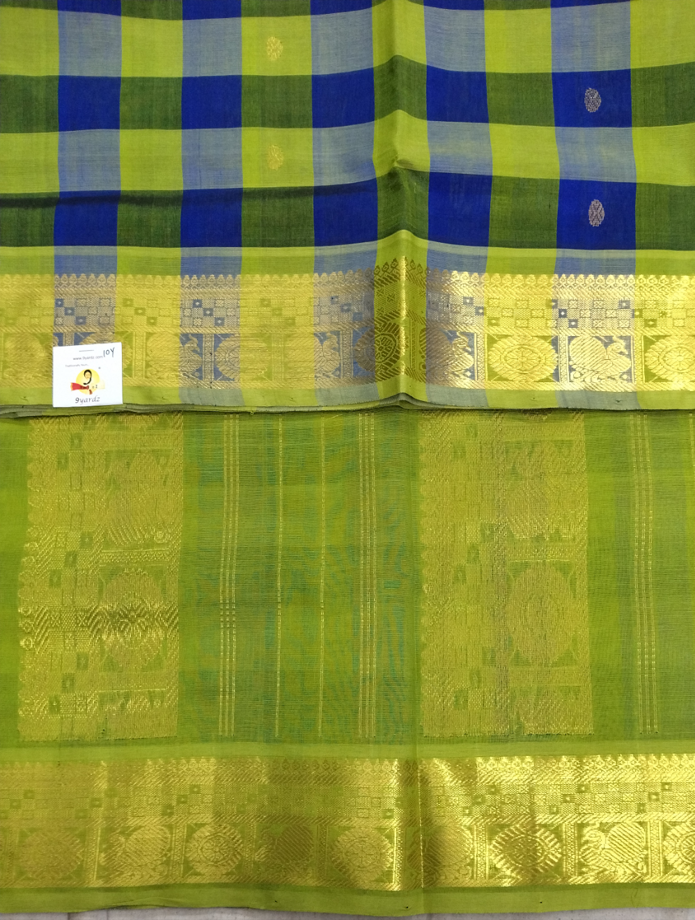 Pure silk cotton- palum pazhamum kattam with butta, 10yards (madisar)
