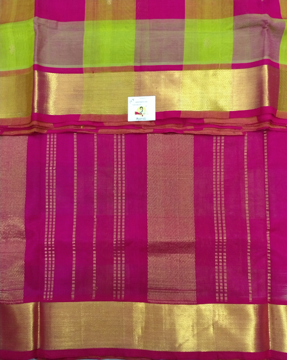 Pure silk cotton- palum pazhamum kattam with butta, 10yards (madisar)
