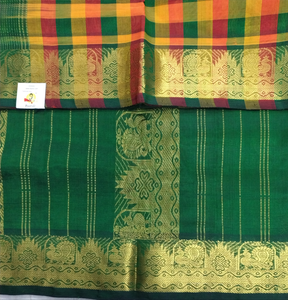 Pure silk cotton zari Pazhum Pazhamum Check