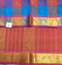 Load image into Gallery viewer, Pure silk cotton zari Pazhum Pazhamum Check