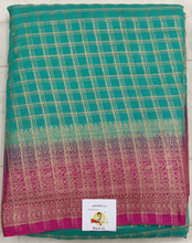 Load image into Gallery viewer, Mysore crepe silk checked (synthetic)