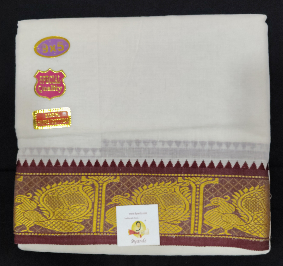 Nagari Cotton Jacqurad  Dhothi 9*5