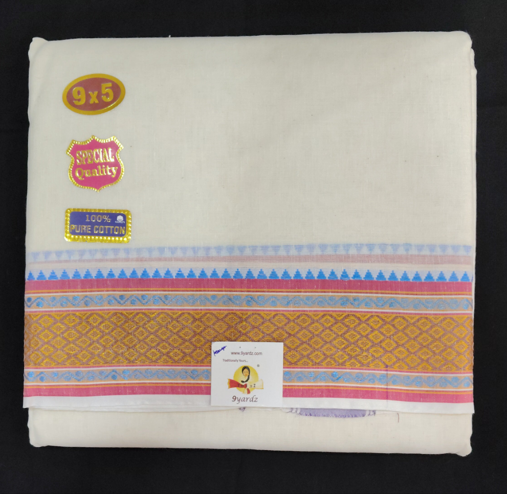 Nagari Cotton Jacqurad  Dhothi 9*5