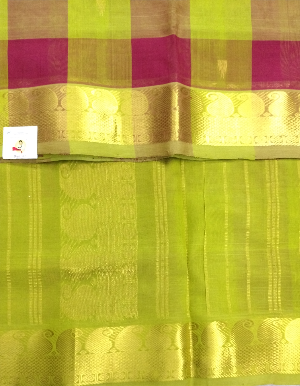 Pure silk cotton- palum pazhamum kattam with butta, 10yards (madisar)