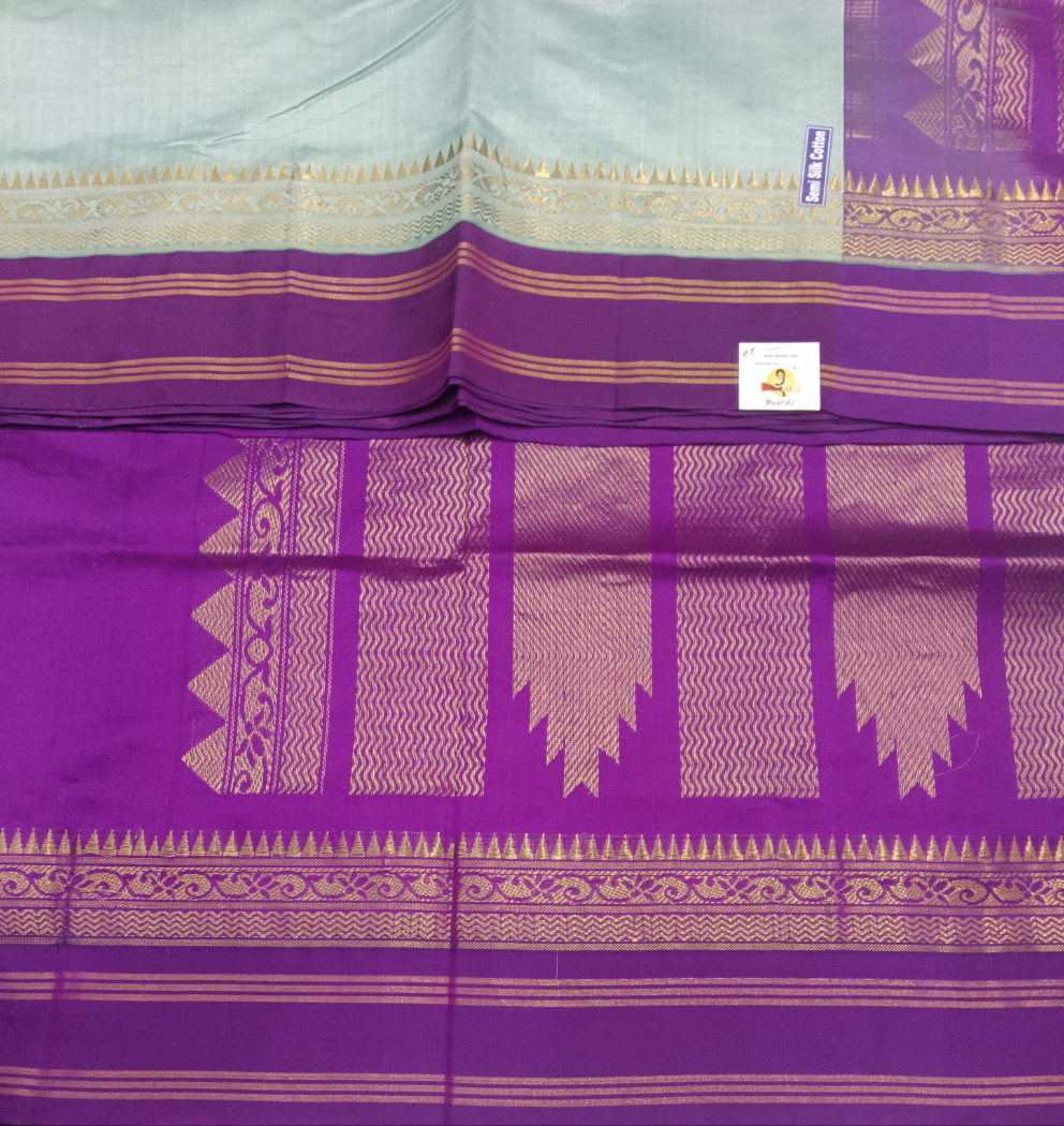 Semi silk Plain Korvai 6Yards