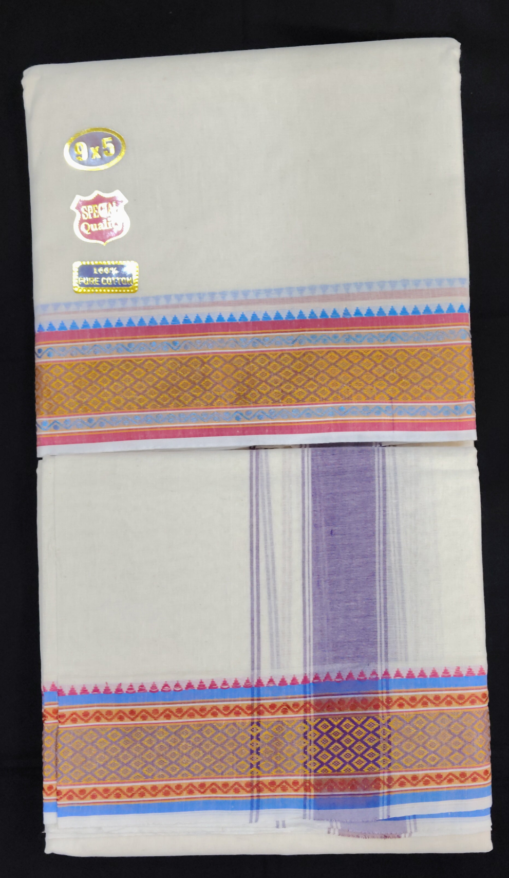 Nagari Cotton Jacqurad  Dhothi 9*5