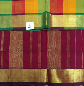 Pure silk cotton zari Pazhum Pazhamum Check