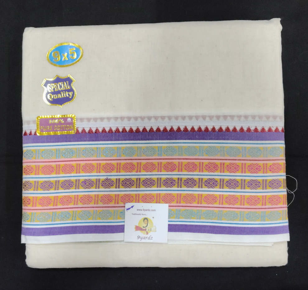 Nagari Cotton Jacqurad  Dhothi 9*5