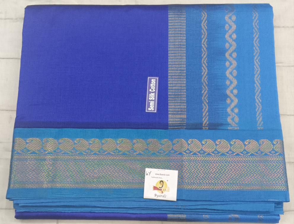 Semi silk Plain Korvai 6Yards