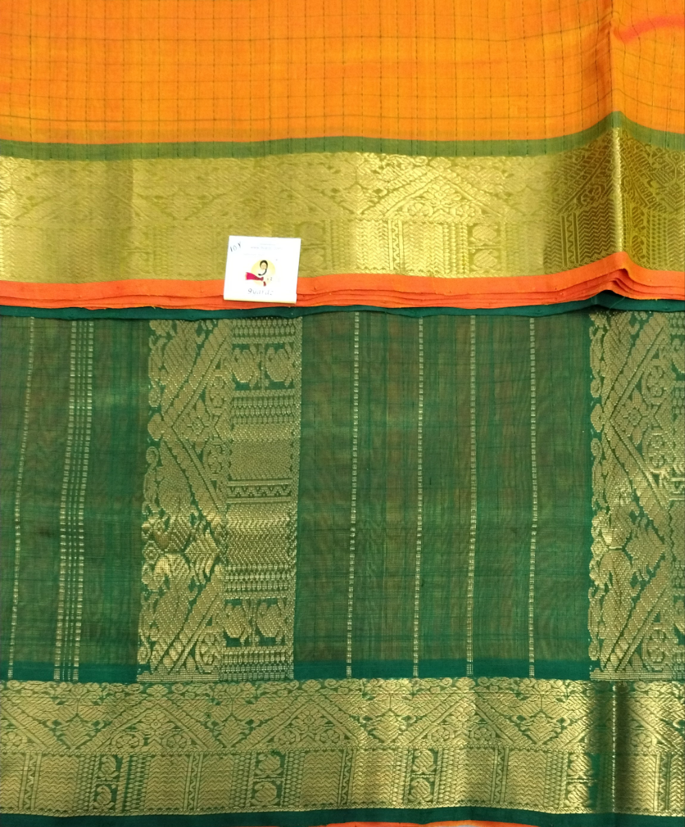 Pure silk cotton Checked 10yards madisar
