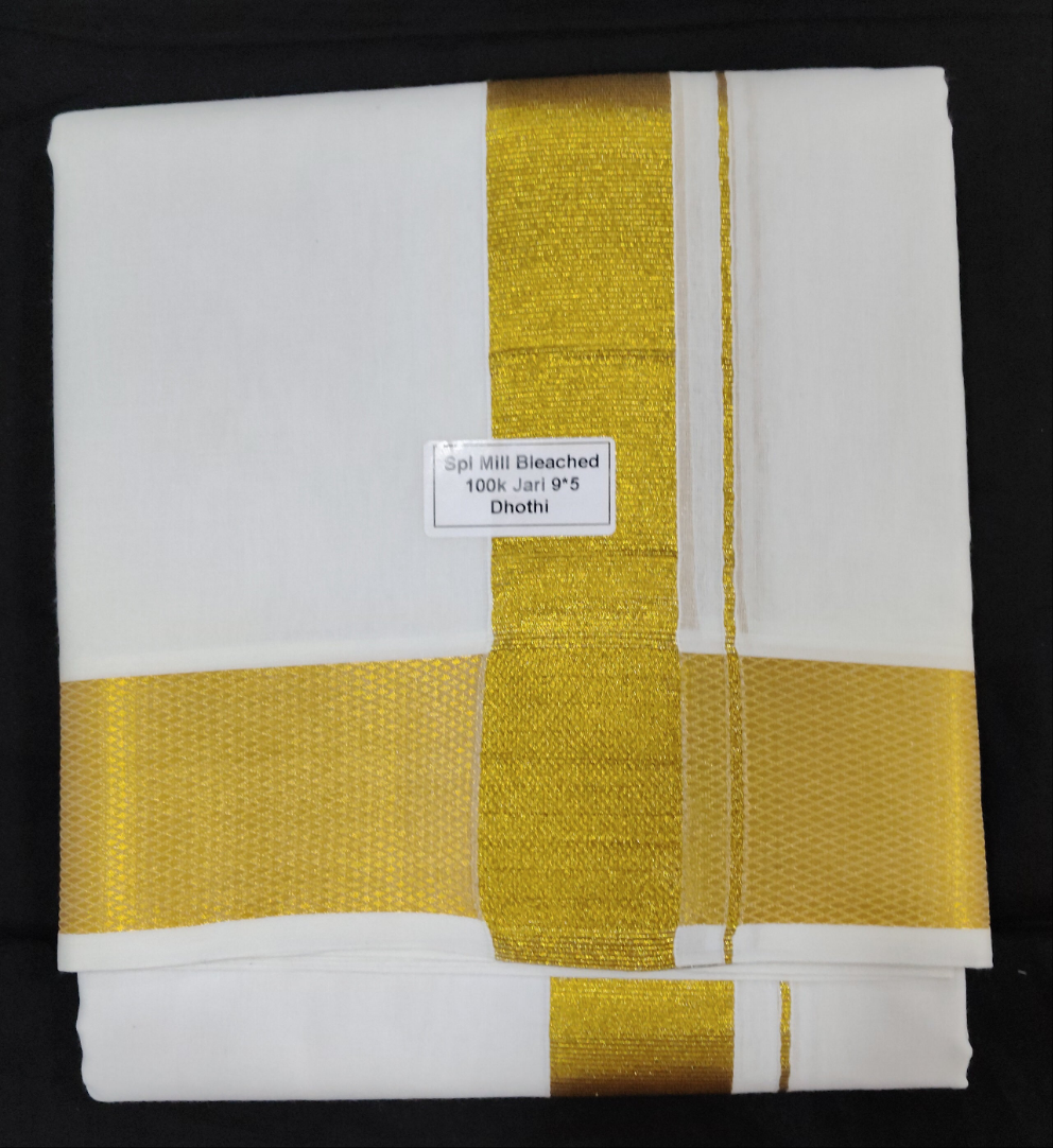 Cotton Dhothi Bleached 9*5