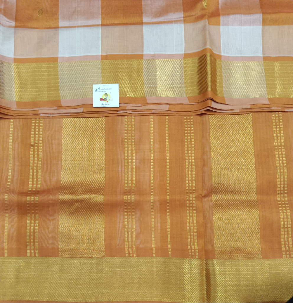 Pure silk cotton- palum pazhamum kattam with butta, 10yards (madisar)