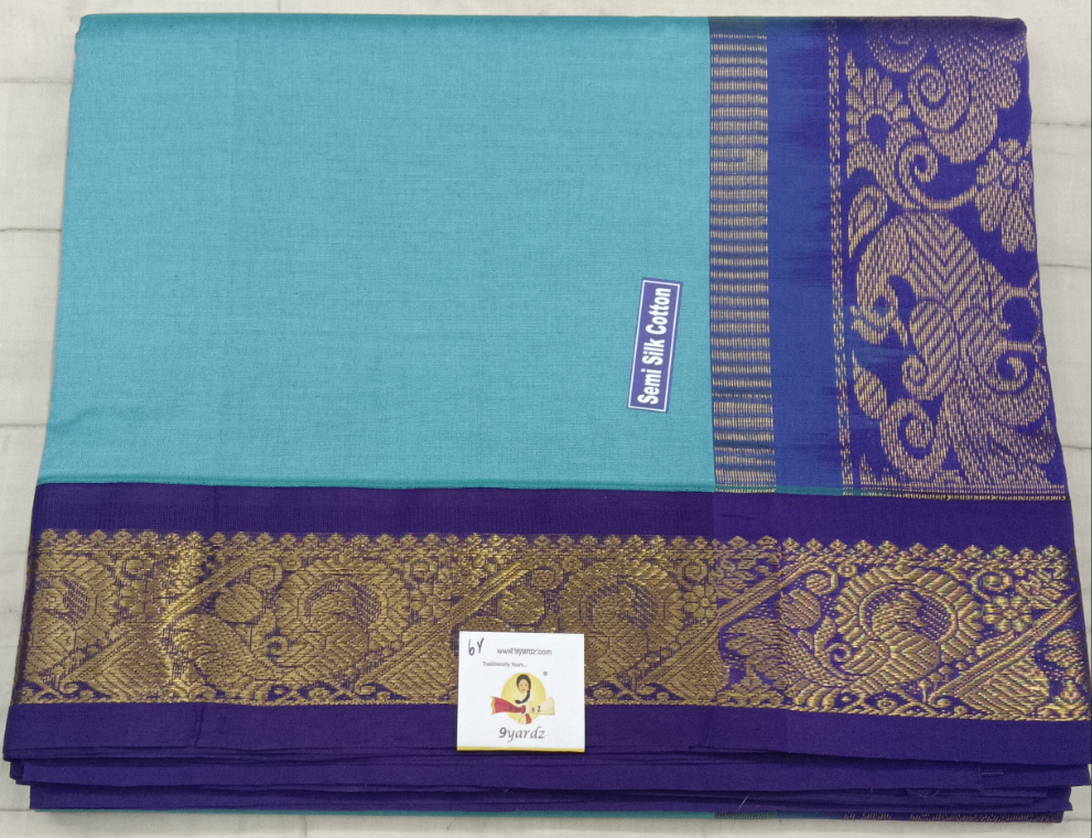 Semi silk Plain Korvai 6Yards