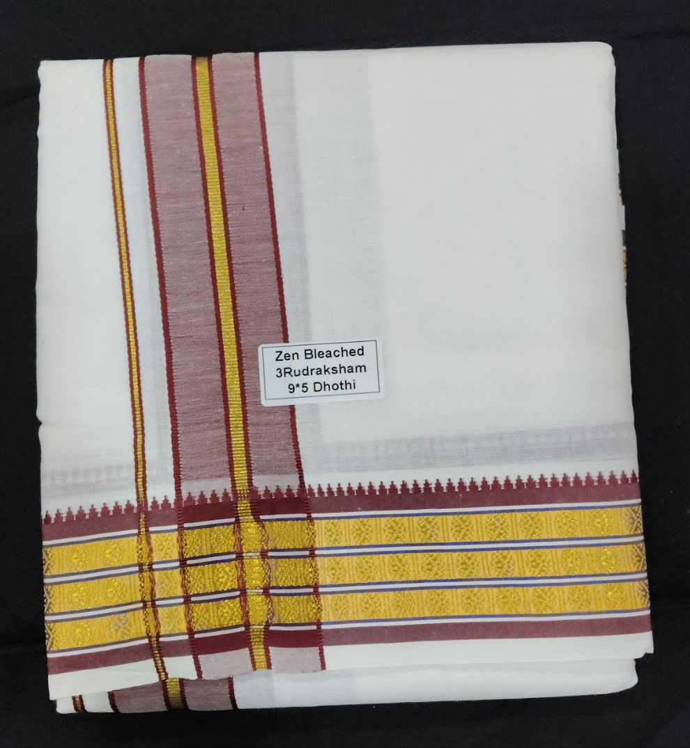 Cotton Dhothi Bleached 9*5