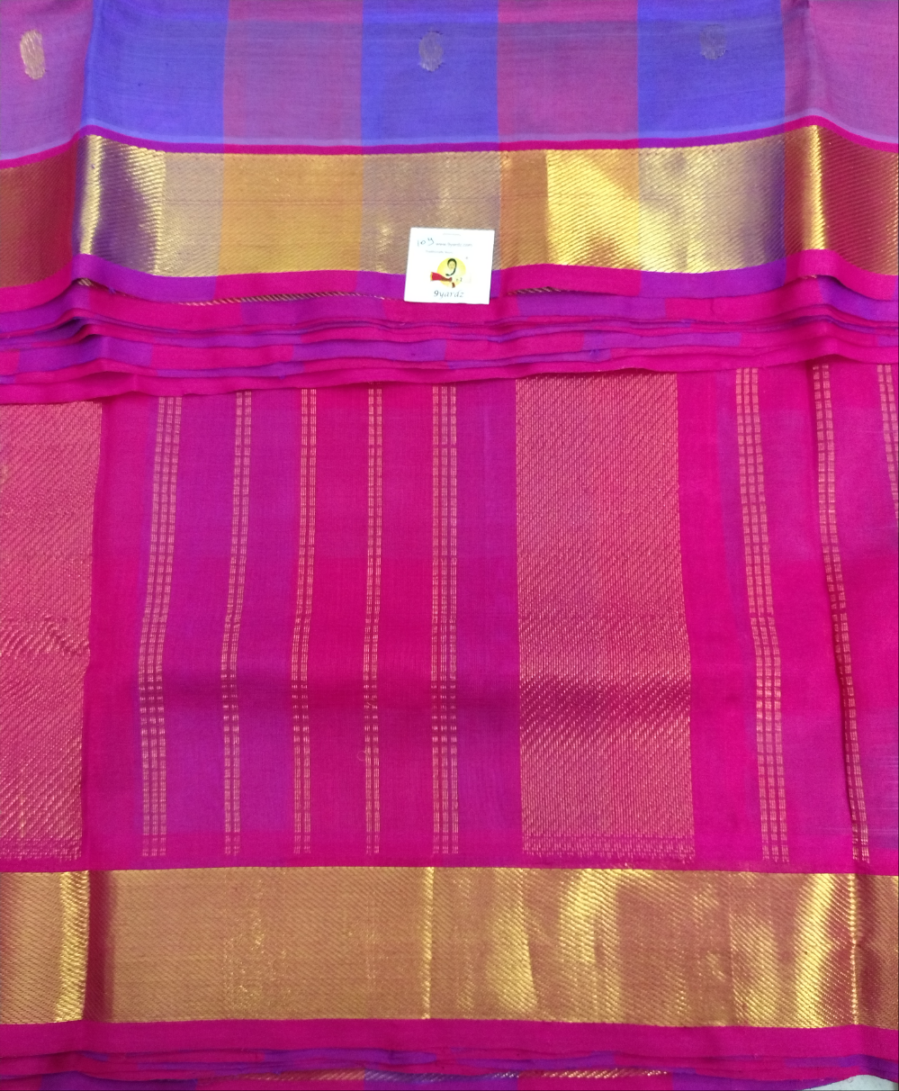 Pure silk cotton- palum pazhamum kattam with butta, 10yards (madisar)