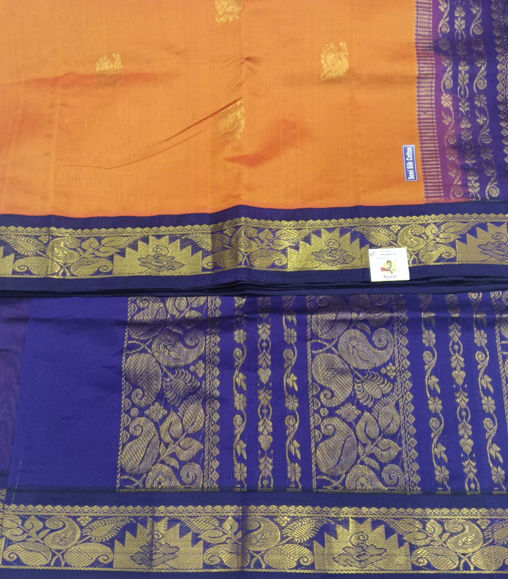 Semi silk Plain Korvai 6Yards