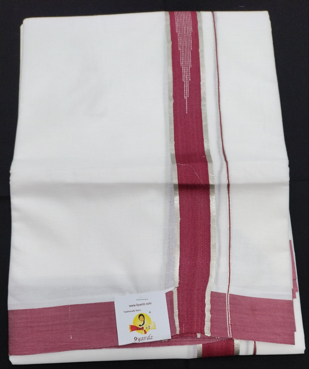 Bleached cotton Dhothi 9muzham