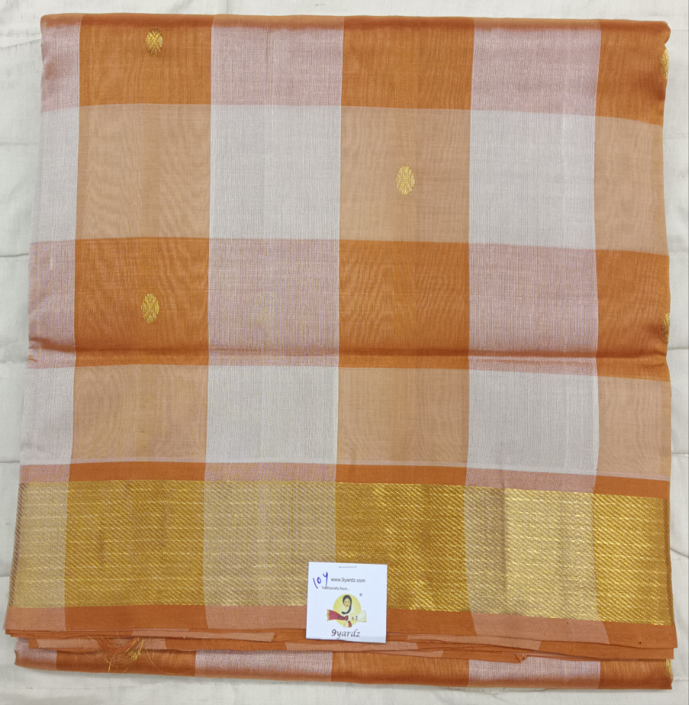 Pure silk cotton- palum pazhamum kattam with butta, 10yards (madisar)