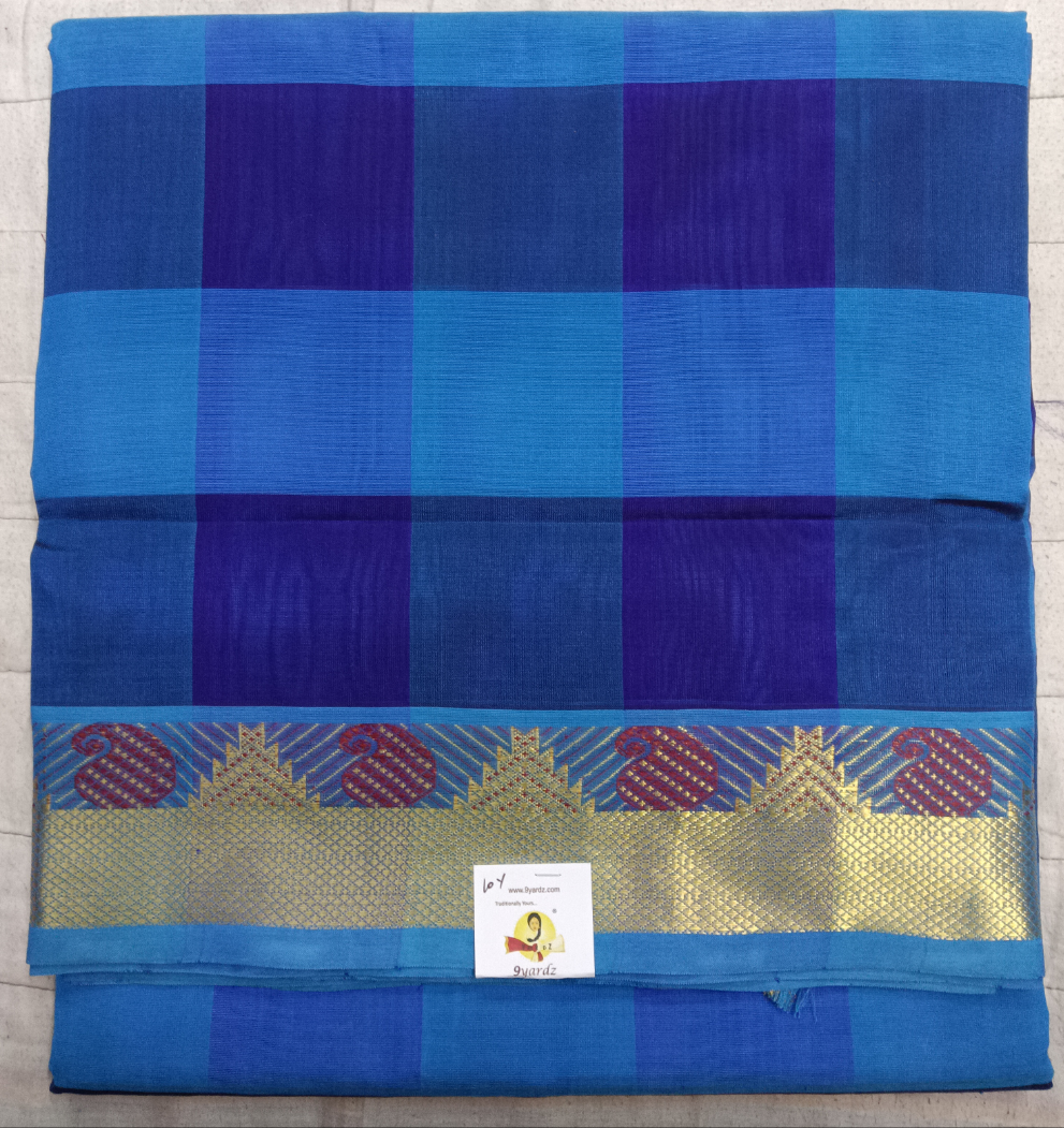 Pure silk cotton- palum pazhamum kattam with butta, 10yards (madisar)