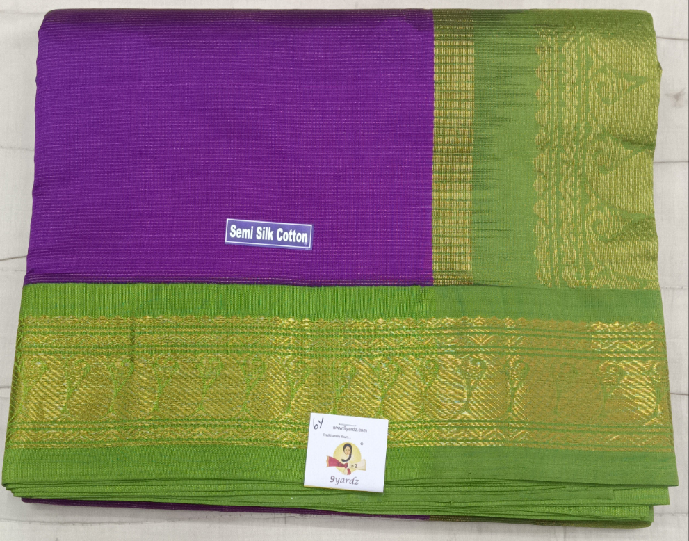 Semi silk Plain Vairavoosi Korvai 6Yards