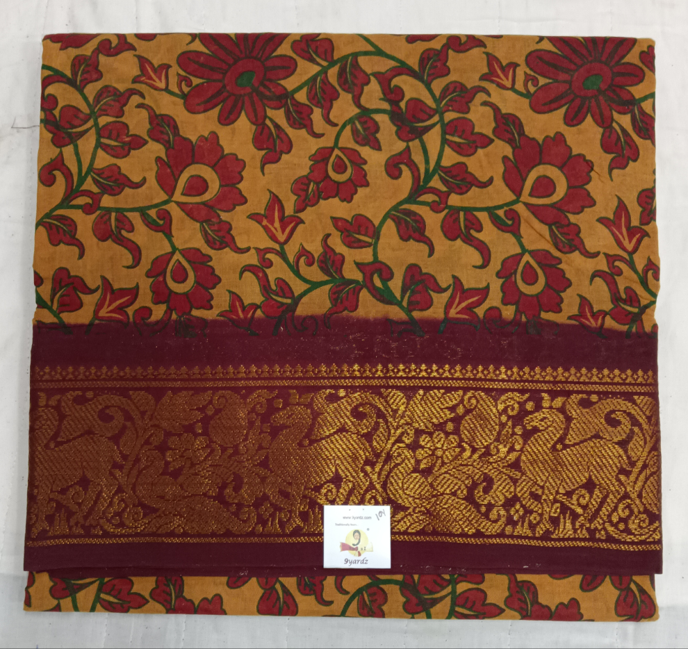Kalamkari Printed Sungudi 10 yards