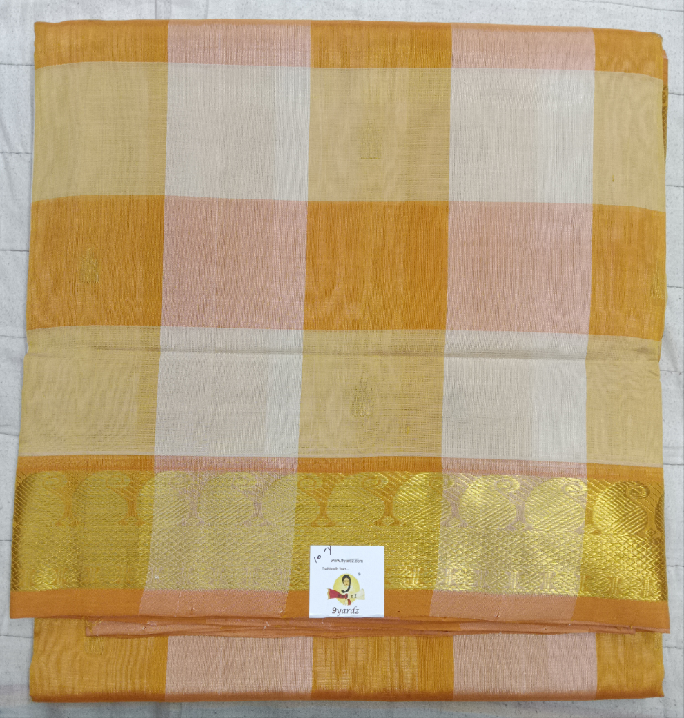 Pure silk cotton- palum pazhamum kattam with butta, 10yards (madisar)