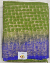 Load image into Gallery viewer, Mysore crepe silk checked (synthetic)