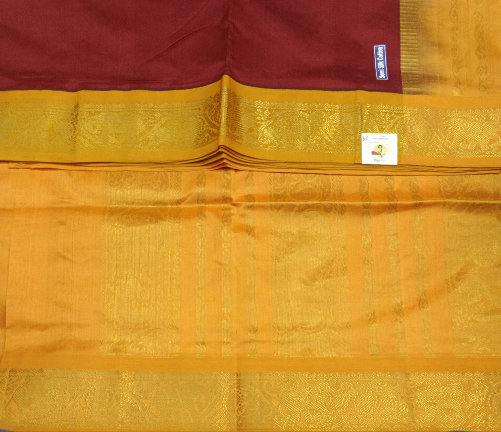 Semi silk Plain Korvai 6Yards