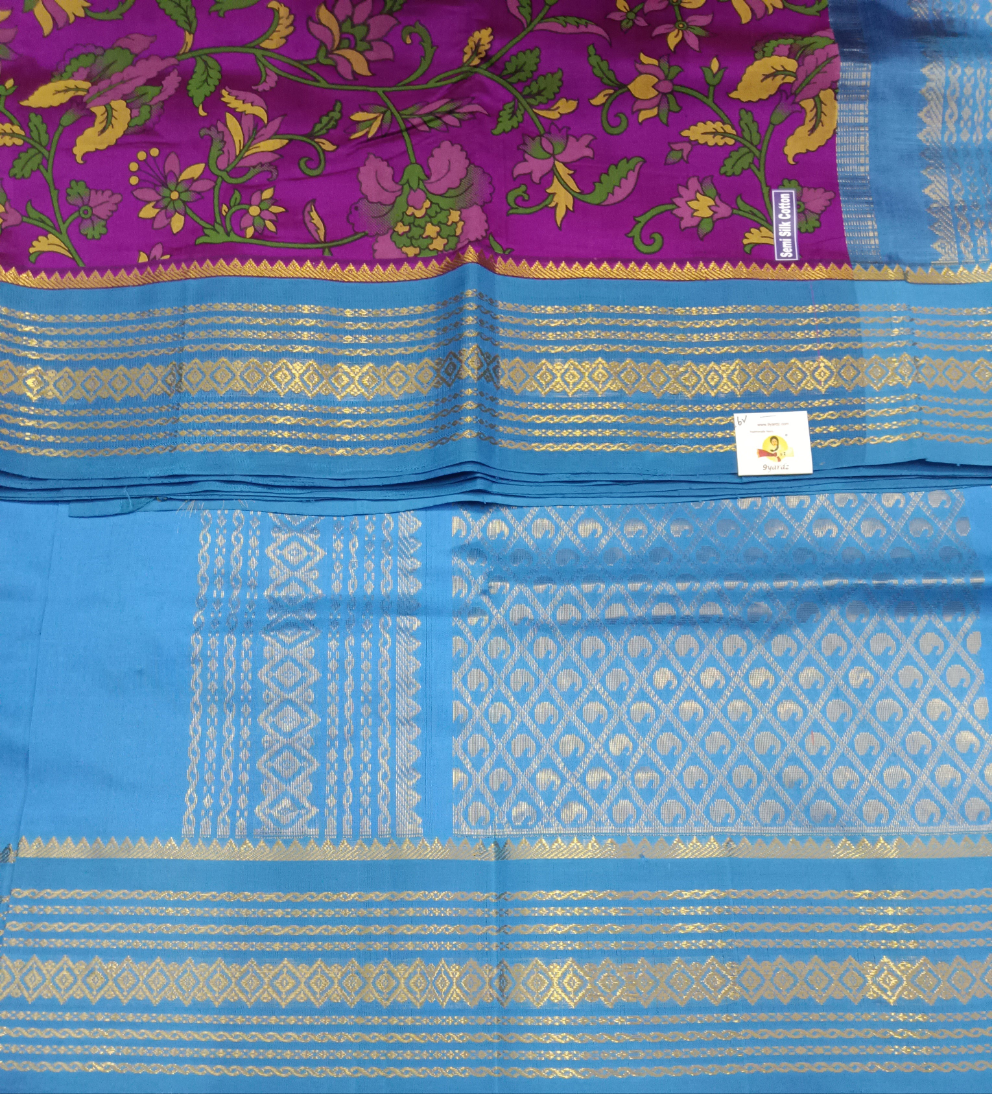Semi silk Printed Korvai 6Yards