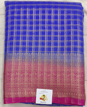 Load image into Gallery viewer, Mysore crepe silk checked (synthetic)