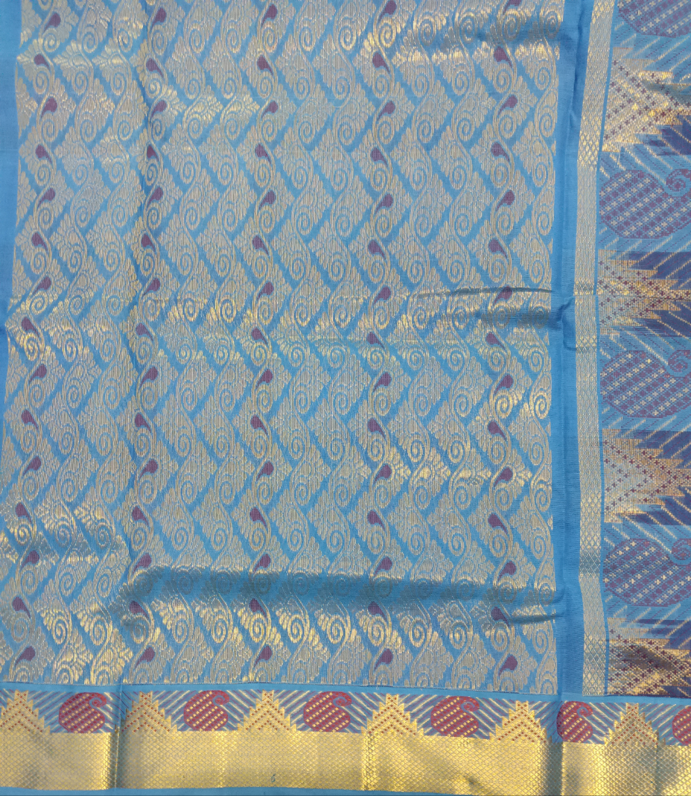 Pure silk cotton- palum pazhamum kattam with butta, 10yards (madisar)