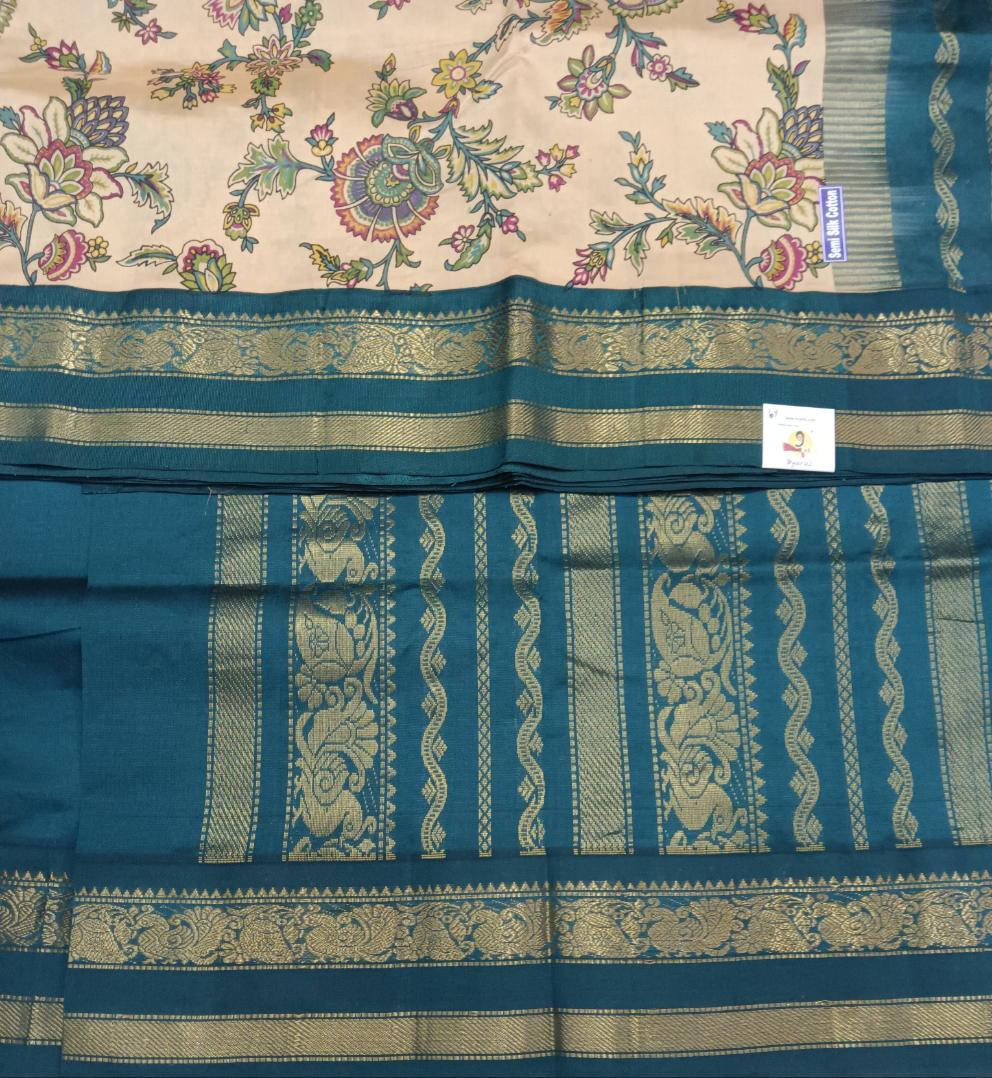 Semi silk Printed Korvai 6Yards