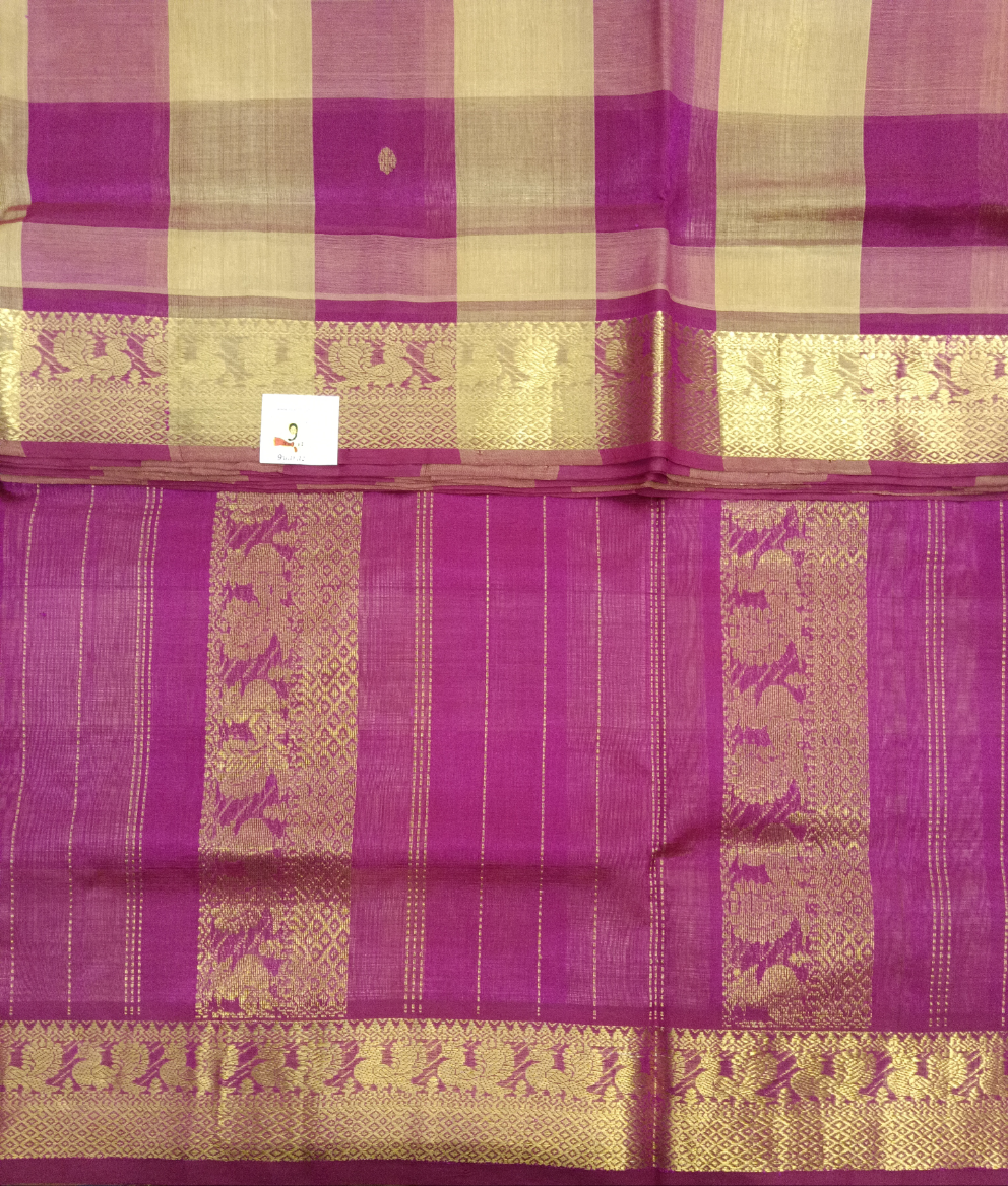 Pure silk cotton- palum pazhamum kattam with butta, 10yards (madisar)