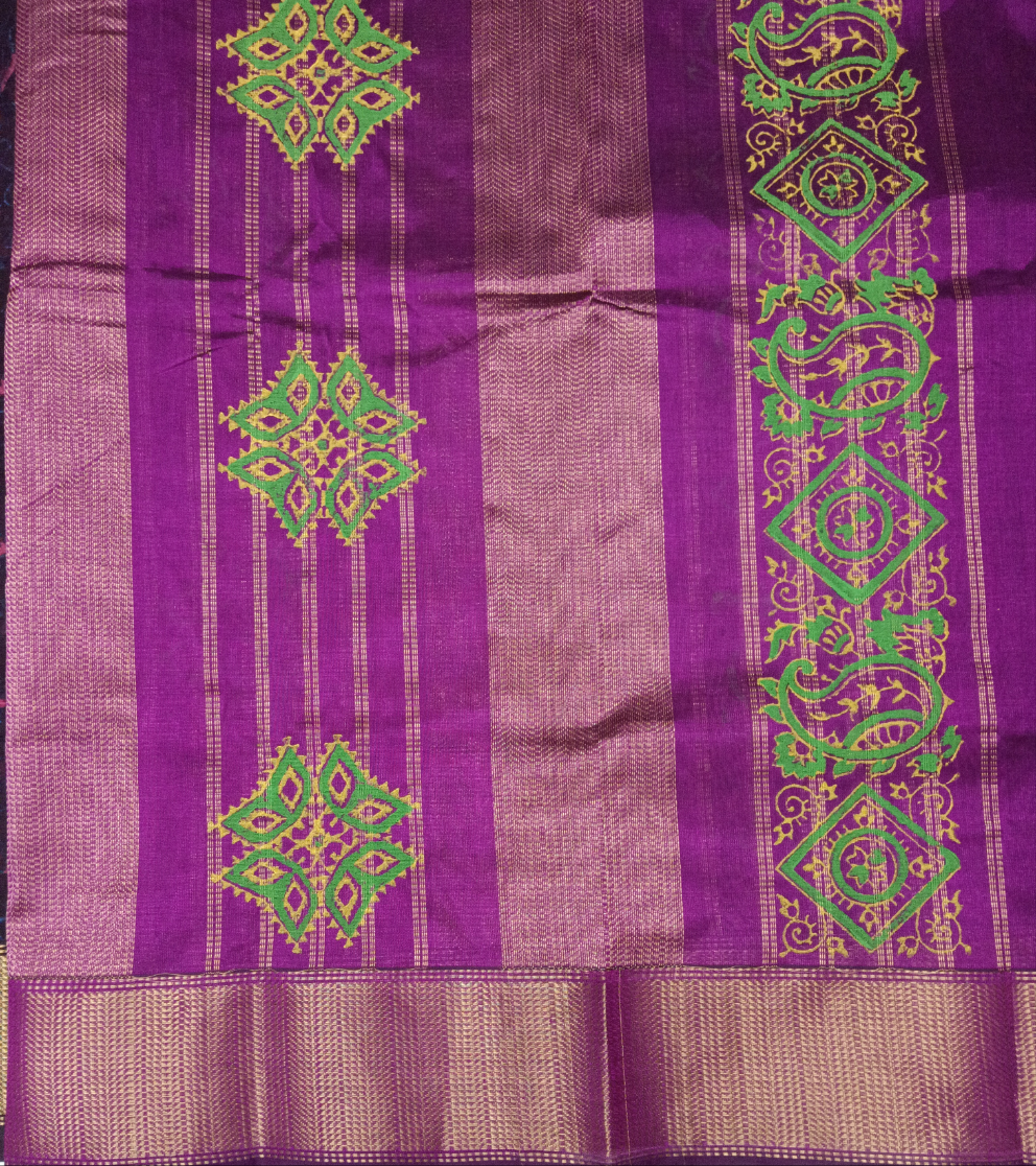 Pure silk cotton 10yards Printed madisar