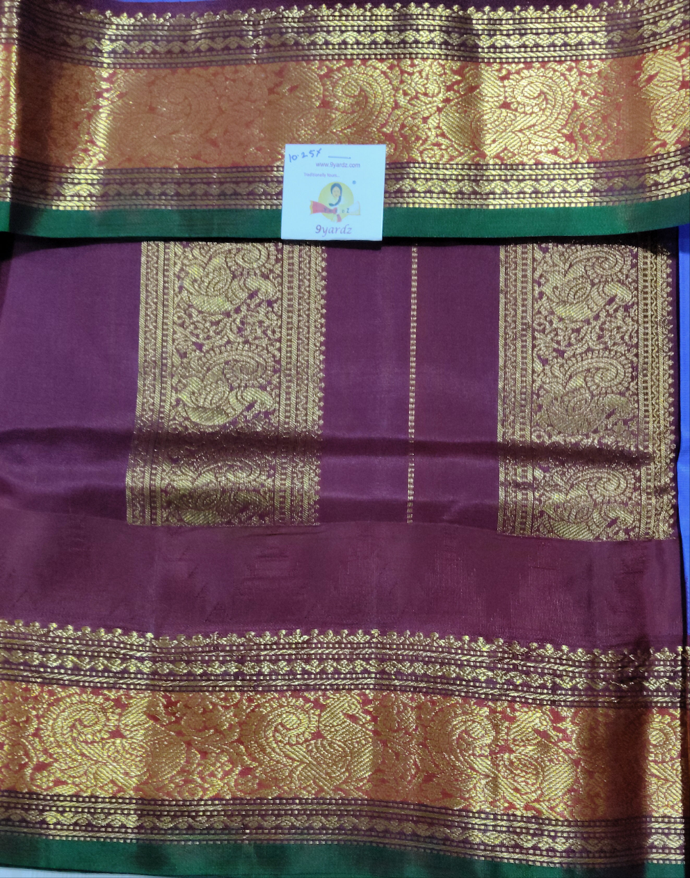 Traditional Pure Silk 10-Yard Madisar Saree – Royal Blue with Rich Zari Border | 9yardz