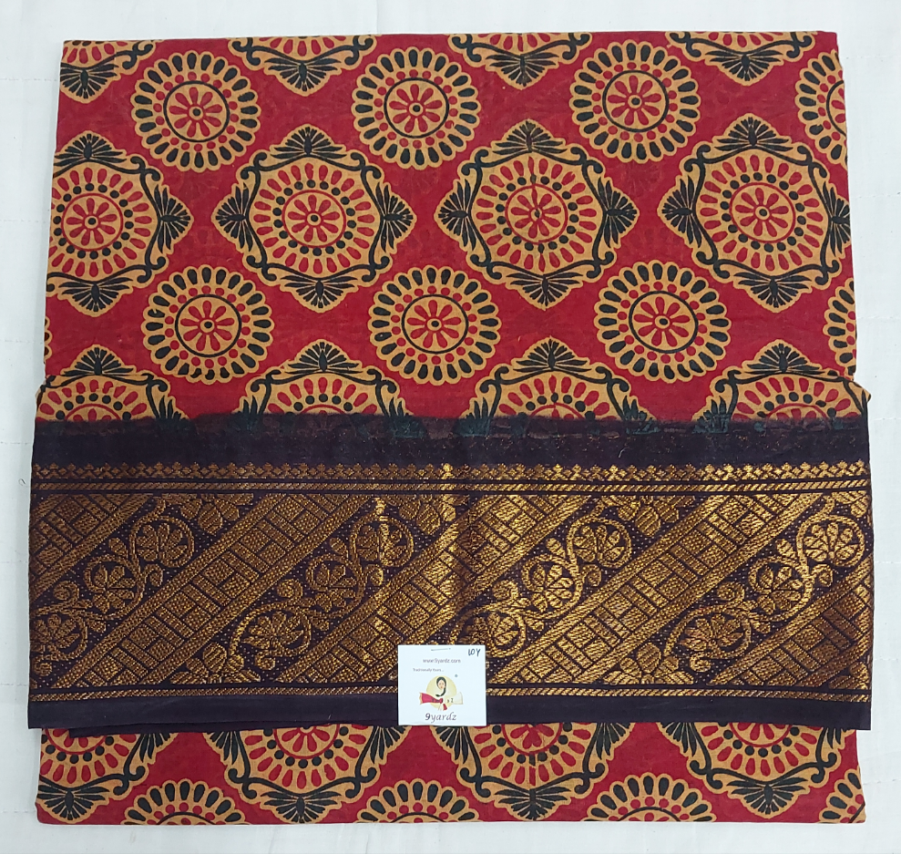 Kalamkari Printed Sungudi 10 yards