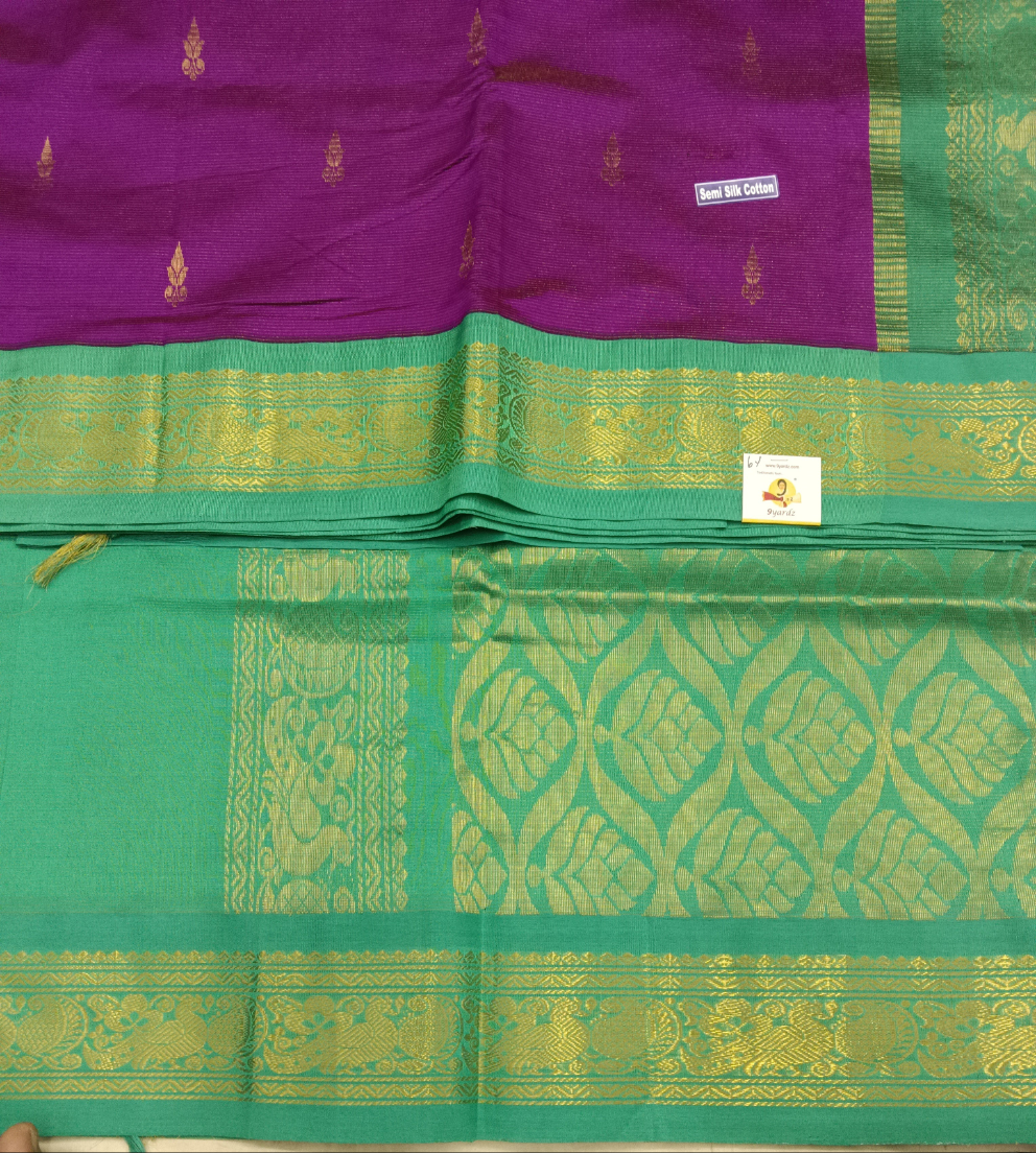 Semi silk Plain Vairavoosi Korvai 6Yards