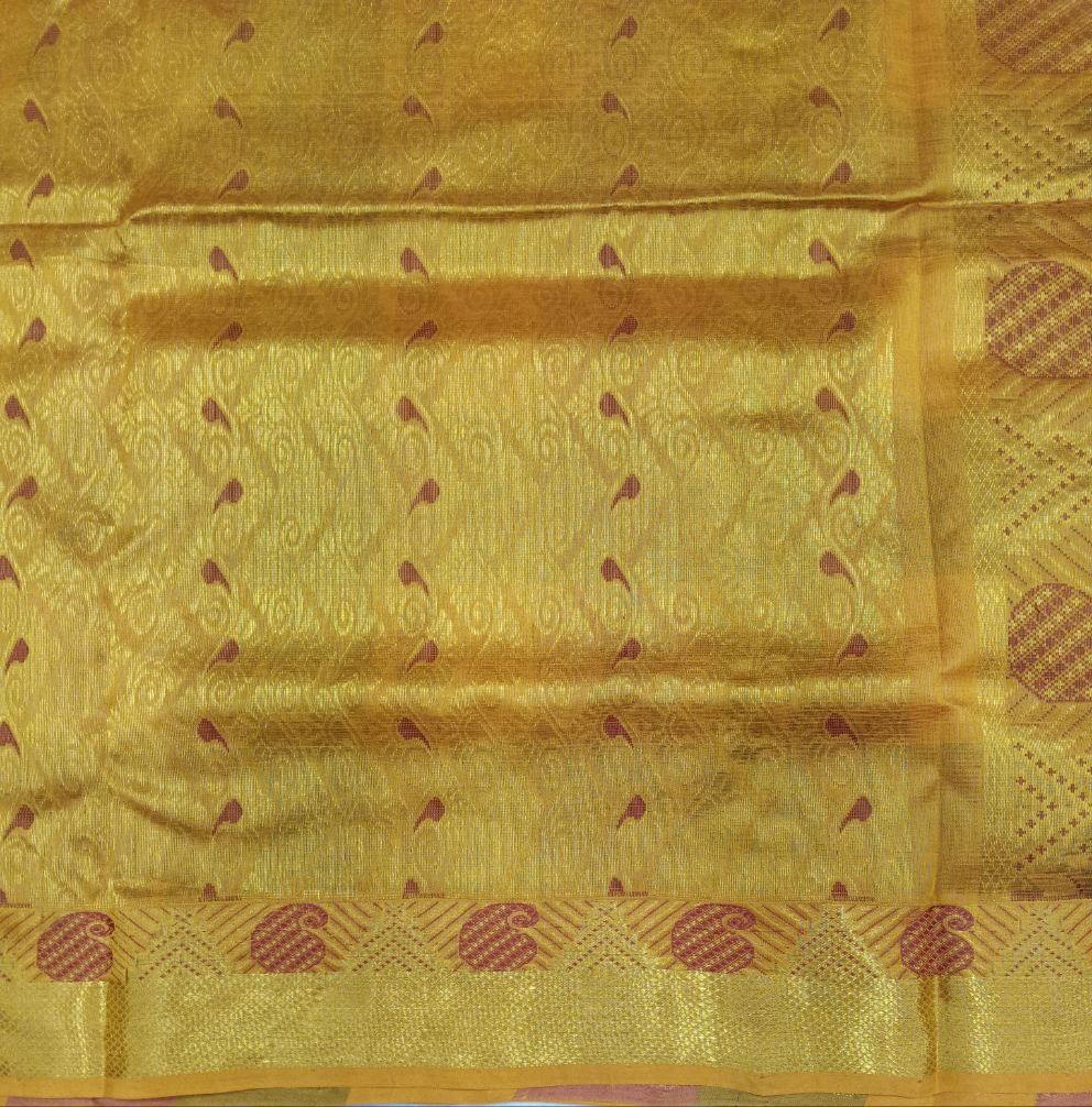 Pure silk cotton- palum pazhamum kattam with butta, 10yards (madisar)