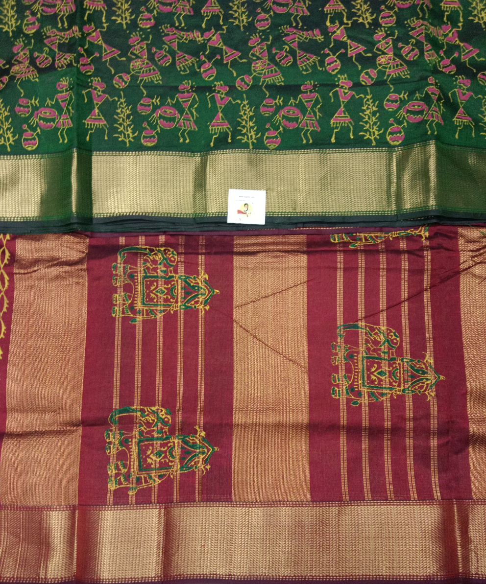 Pure silk cotton 10yards Printed madisar