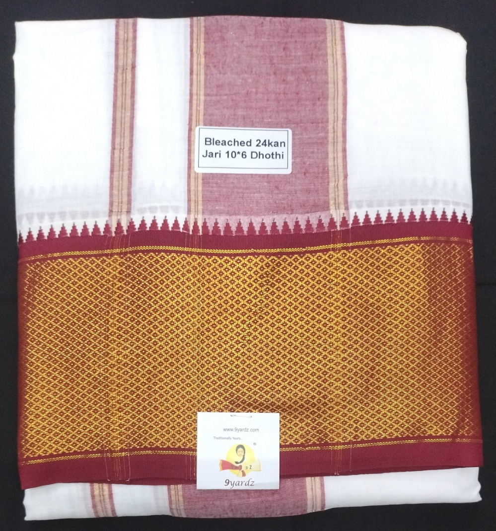 Cotton Dhothi Bleached 10*6
