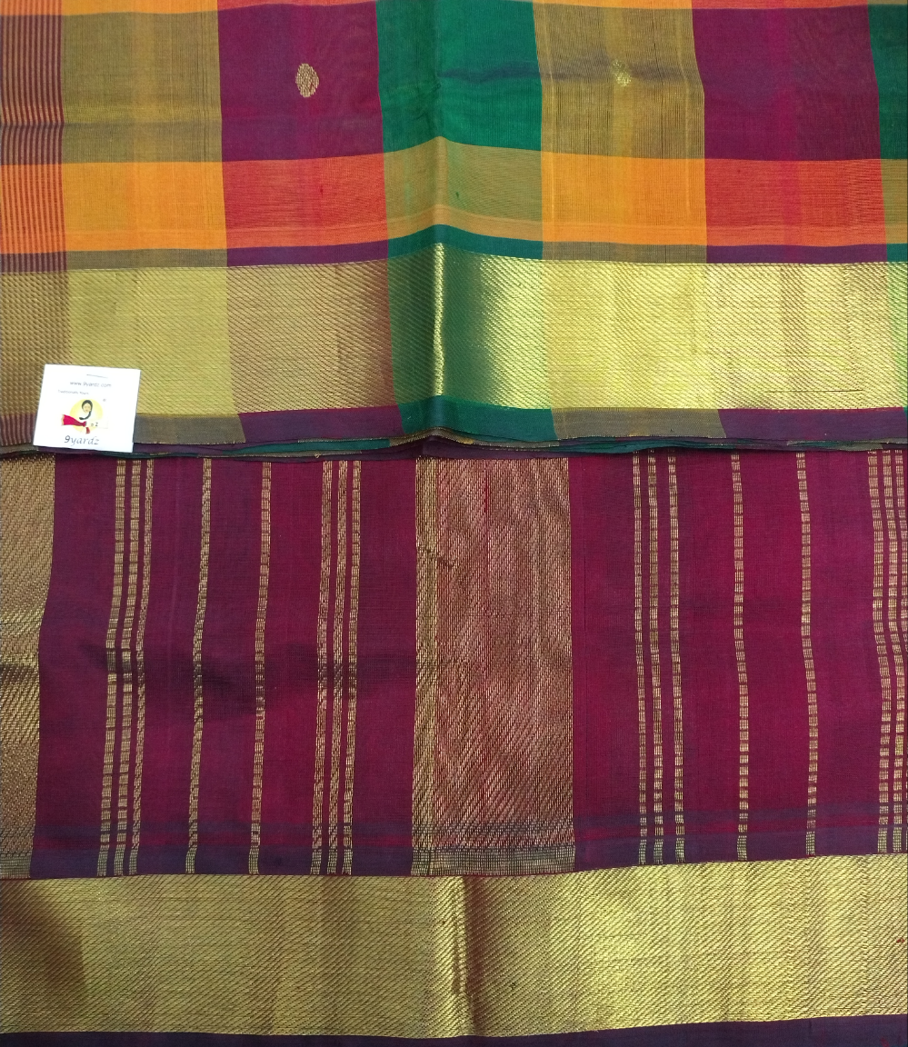 Pure silk cotton zari Palum Pazhamum Check