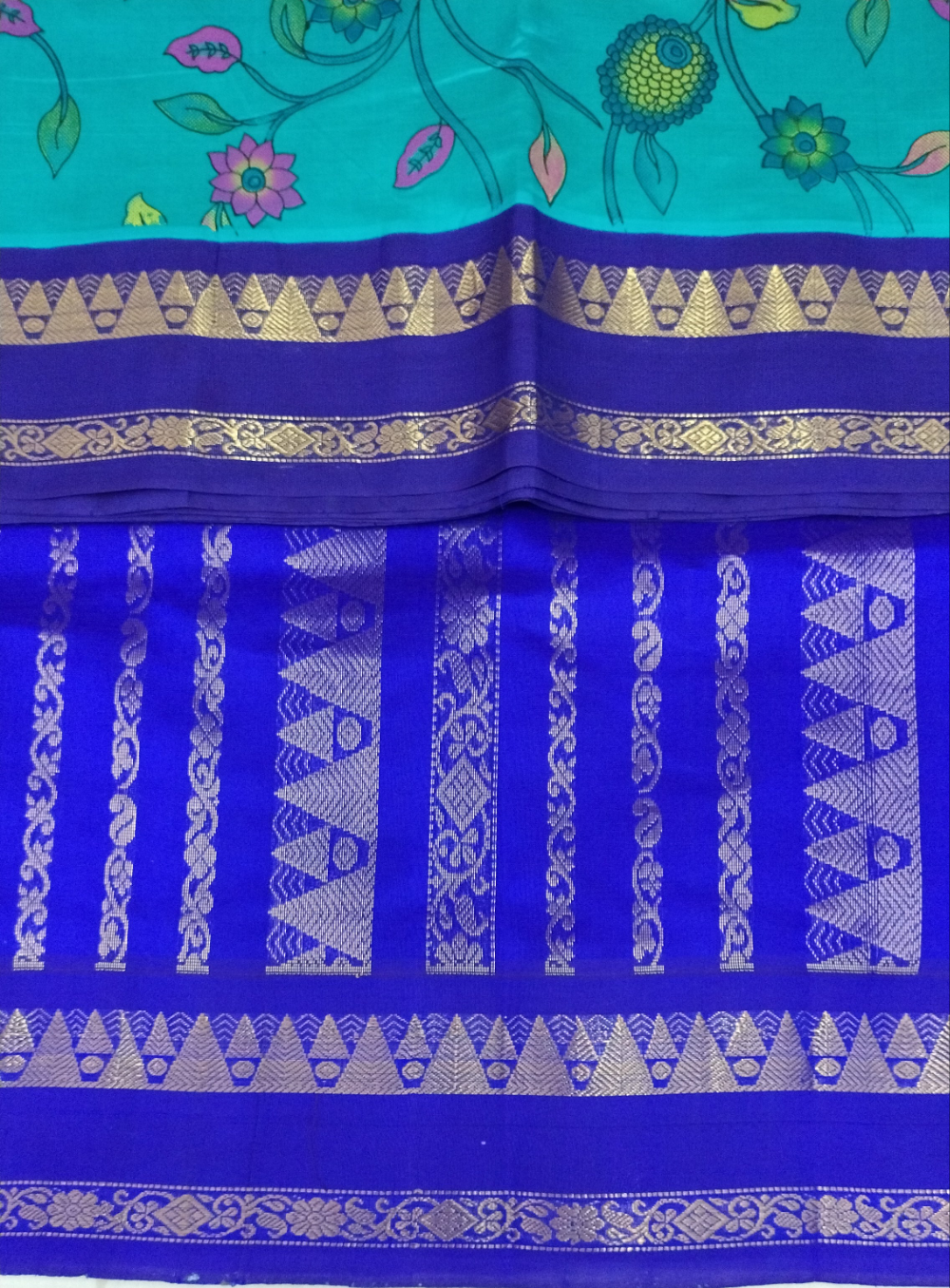 Semi silk Printed Korvai 6Yards