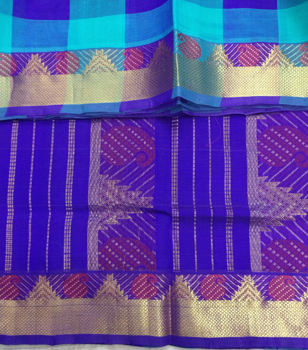 Pure silk cotton zari Palum Pazhamum Check