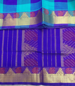 Pure silk cotton zari Pazhum Pazhamum Check