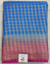 Load image into Gallery viewer, Mysore crepe silk checked (synthetic)