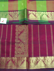 Pure silk cotton zari Pazhum Pazhamum Check