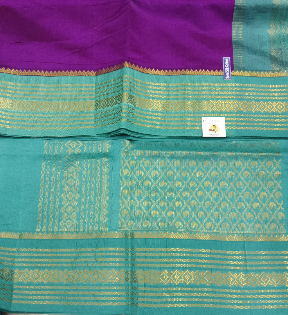Semi silk Plain Korvai 6Yards